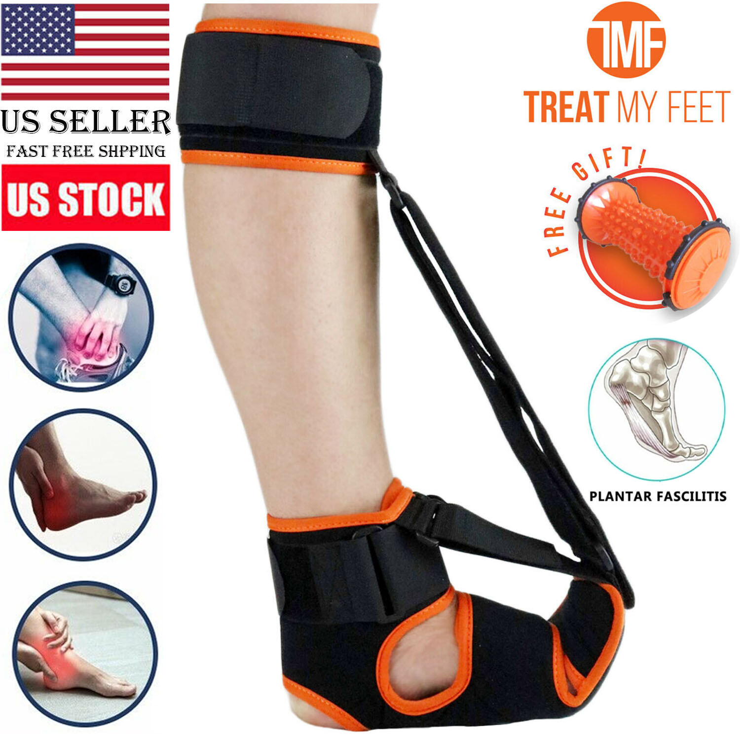 Plantar Fasciitis Night Splint Drop Foot Pain Relief Ankle Brace Support Strap