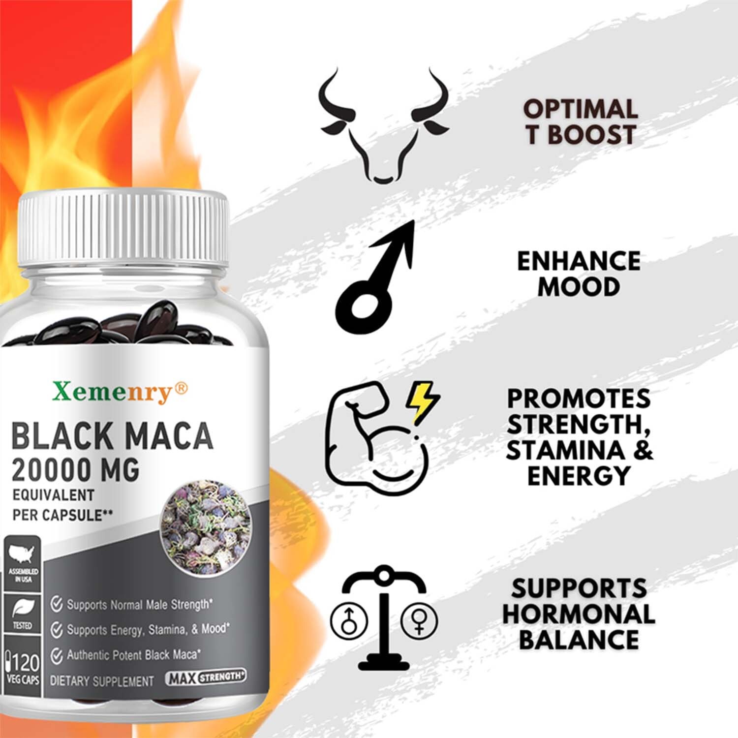 Black Maca 20000mg -Testosterone Booster, Muscle Health, Energy & Endurance