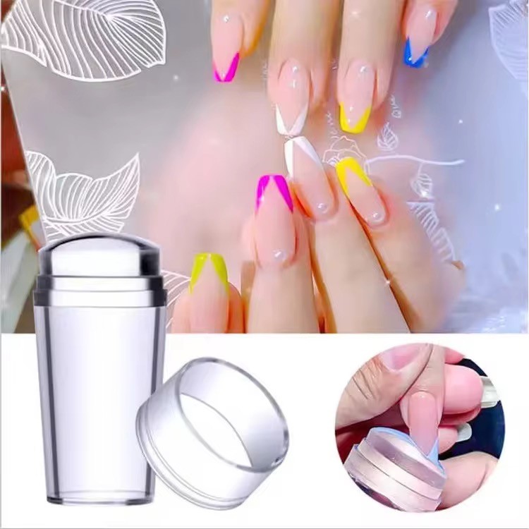 Silicone Head Nail Stamp Set with Scraper French Nail Art Template DIY Tool
