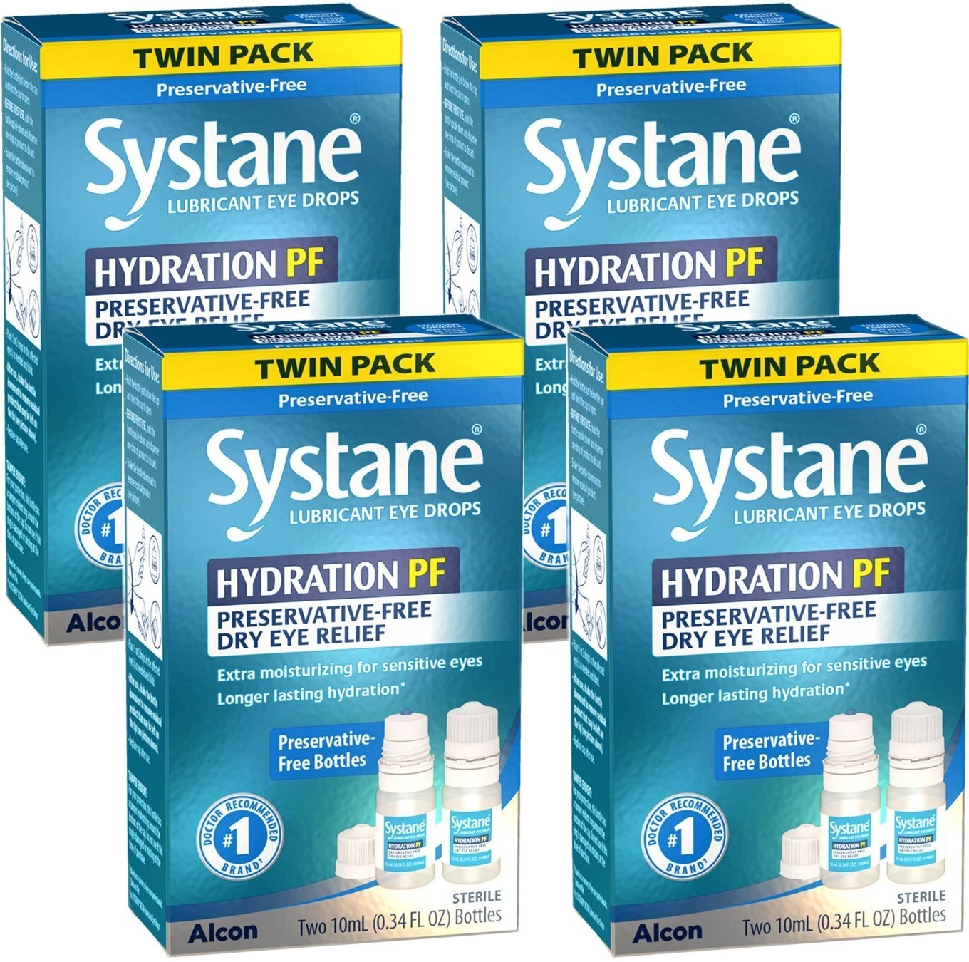 (4) TWIN PACK ** 8 BOTTLES** Systane HYDRATION PF Dryness Relief Drops~ EXP 2027
