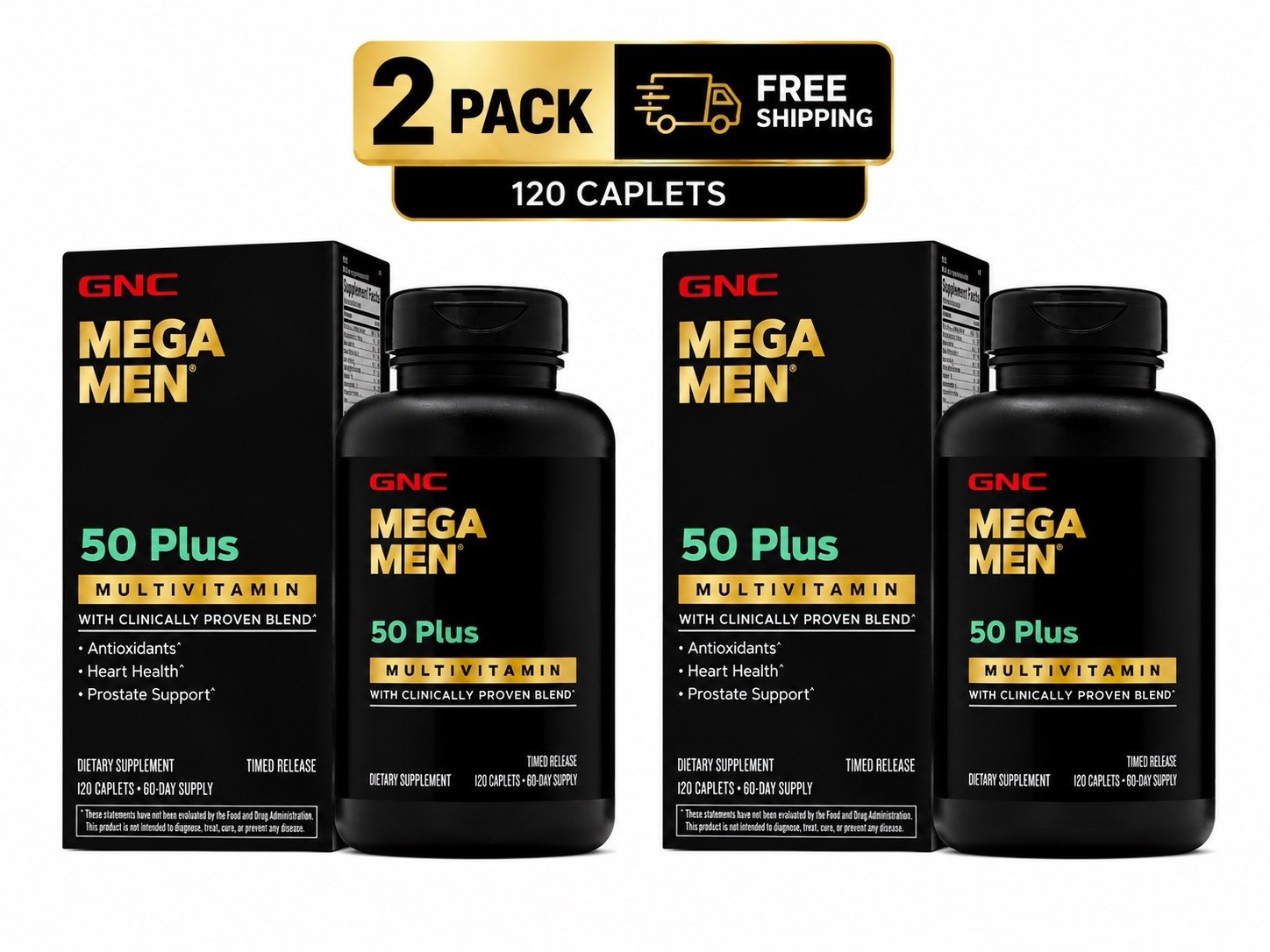 GNC Mega Men 50 Plus Multivitamin 120 – 2 Pack Free Ship Expiring 11/27