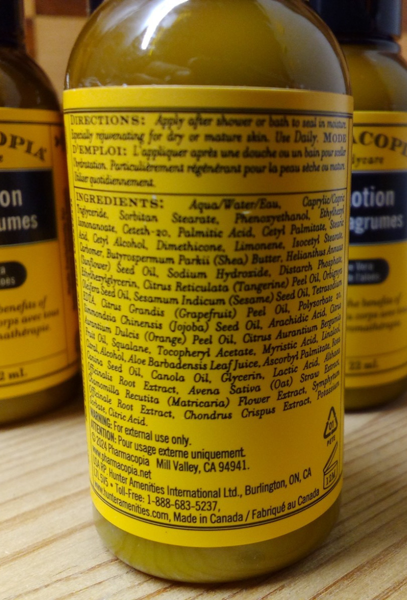 Lot of 4 Pharmacopia Citrus Body Lotion 0.75oz ea Travel Size Bottles