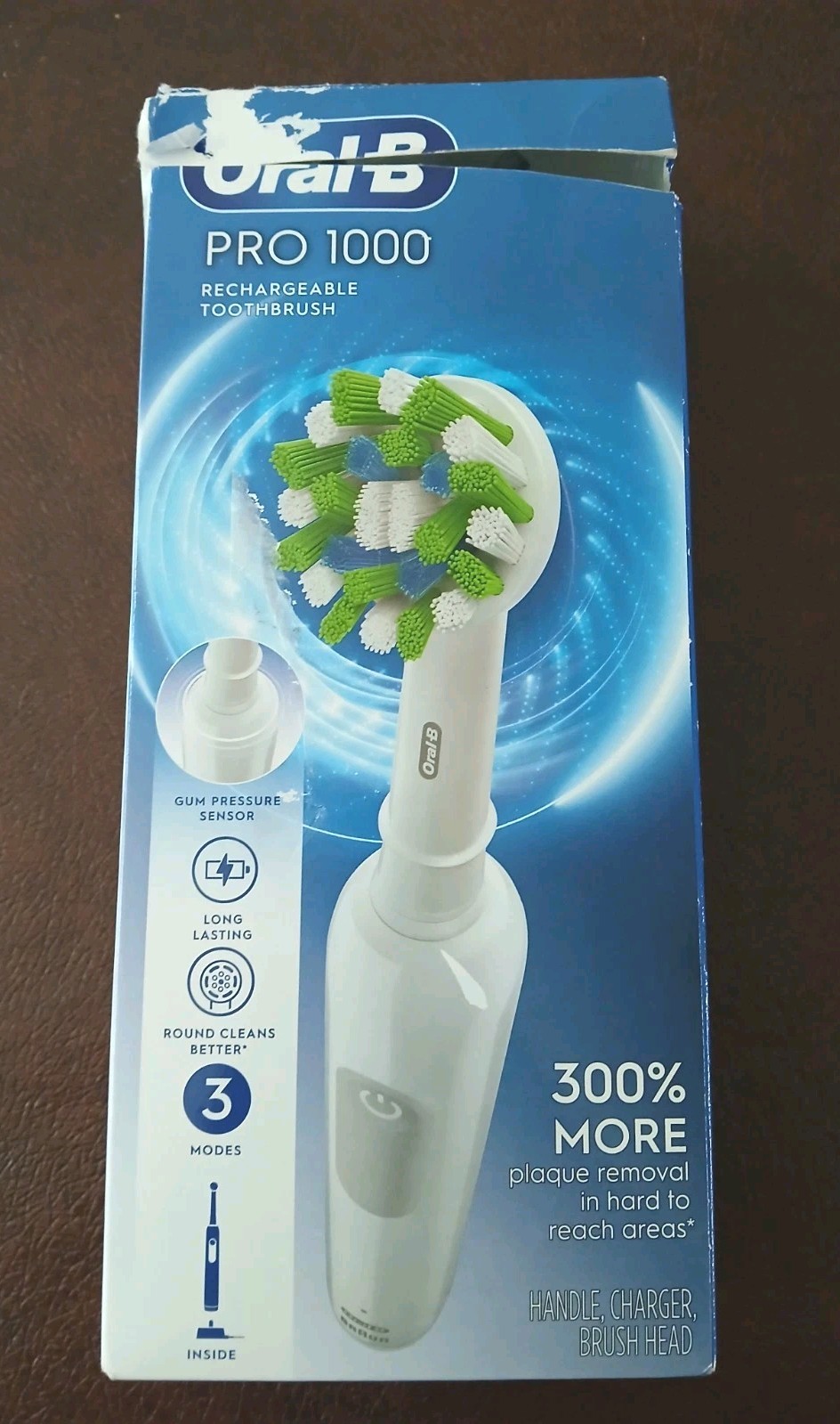 Oral-B Pro 1000 Rechargeable Electric Toothbrush White Gum Pressure Sensor
