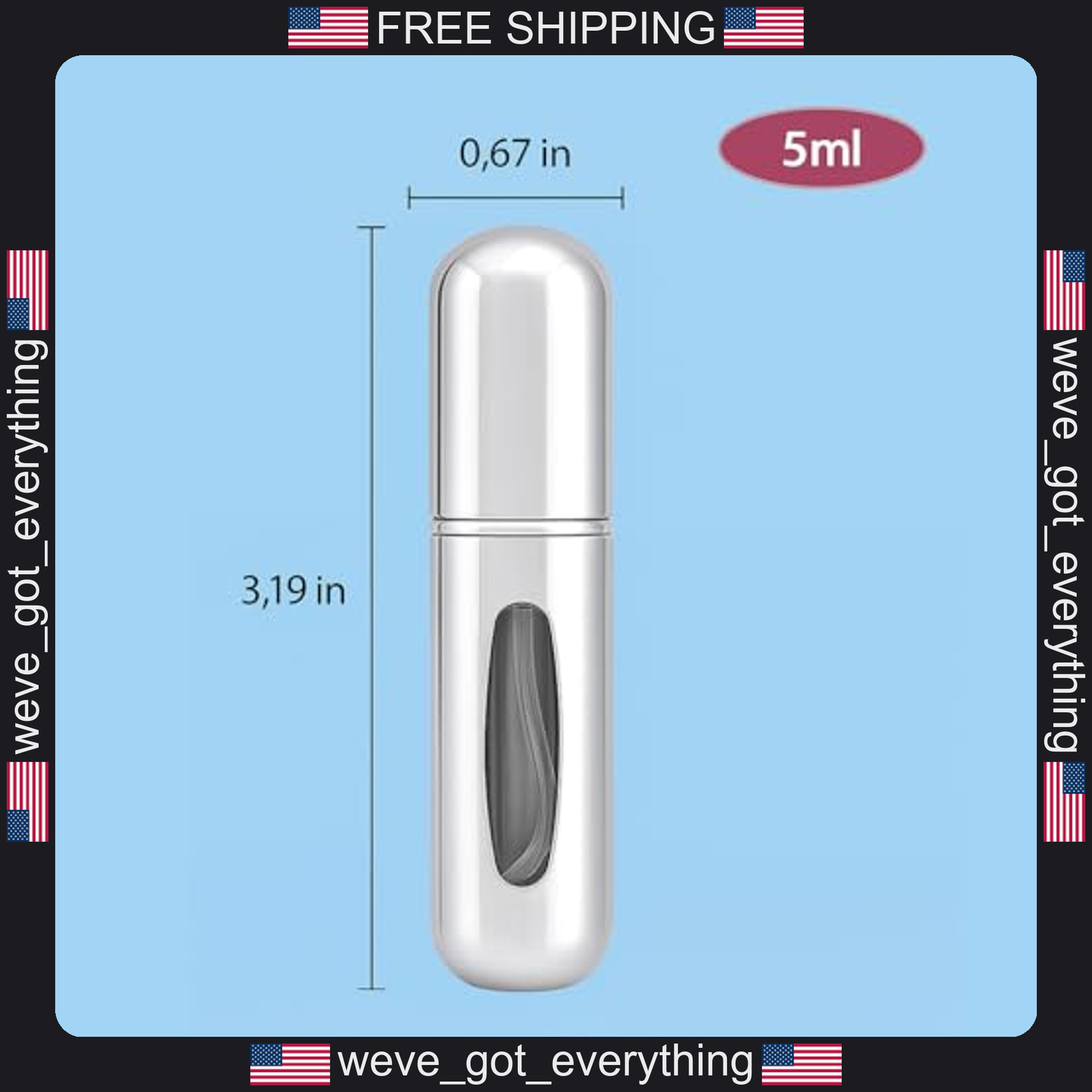 1 Pack Refillable Perfume Atomizer Portable Travel Spray Bottle