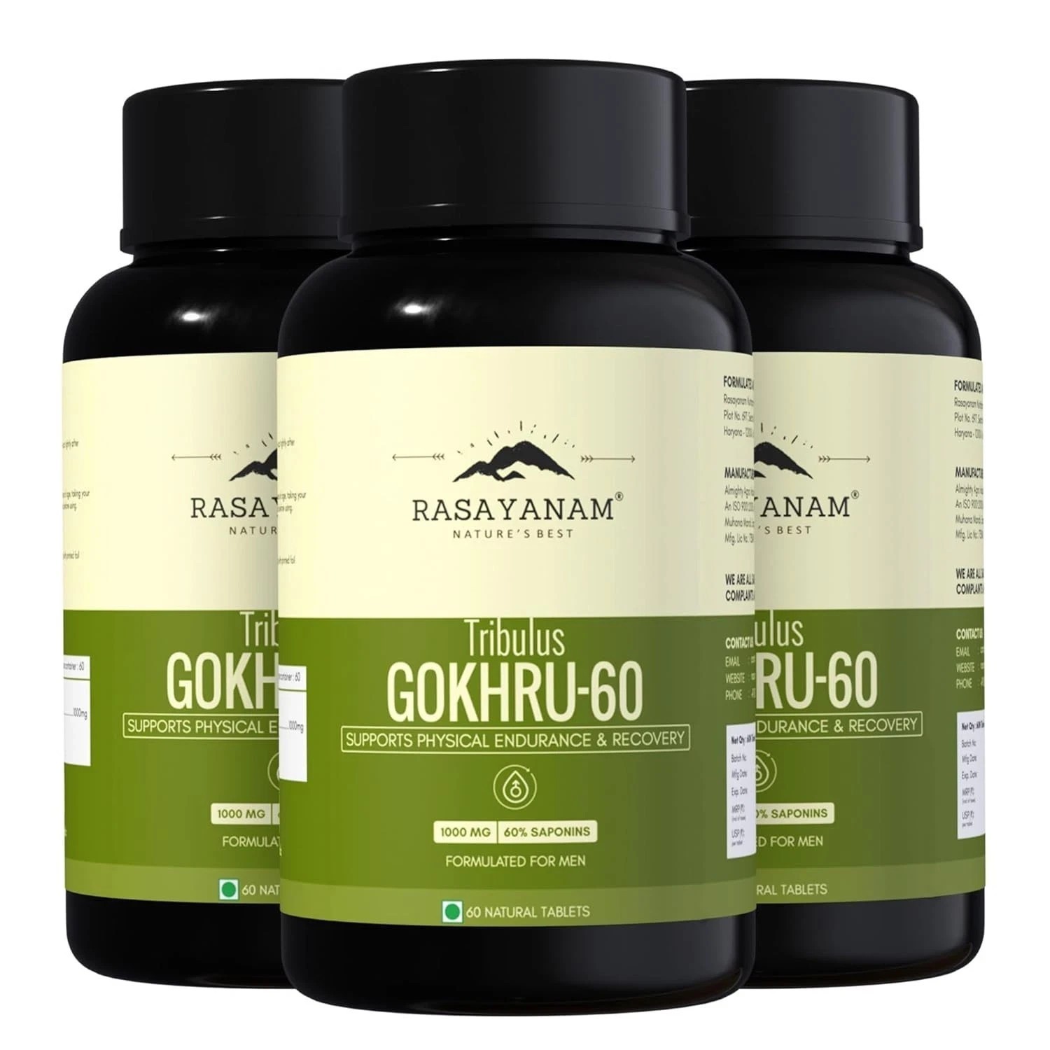 Gokshura -Puncture Vine ( Tribulus terrestris ) 1000mg – 60 Tablet ( pack of 3 )