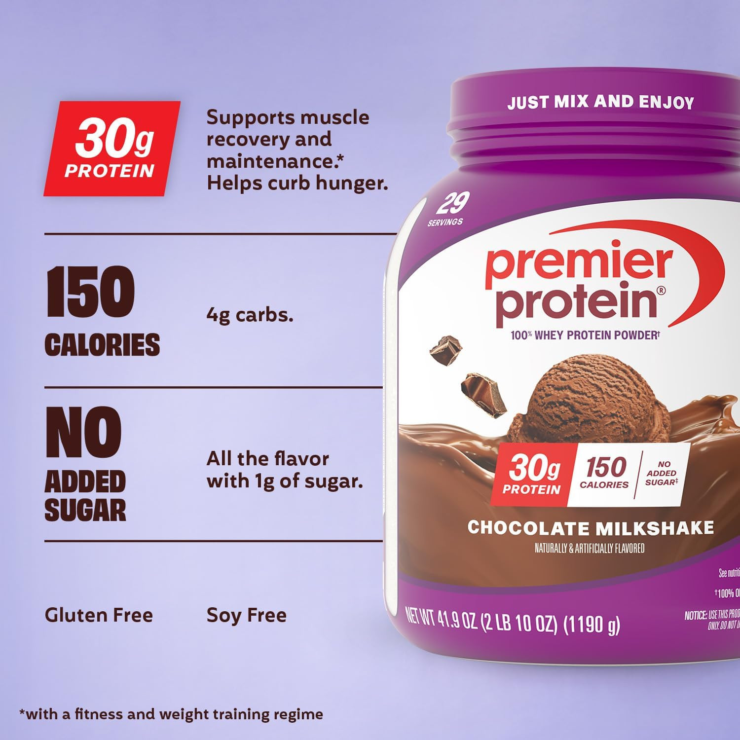 Premier Protein Powder, Chocolate Milkshake, 30G Protein, 1G Sugar, No Soy, Glut