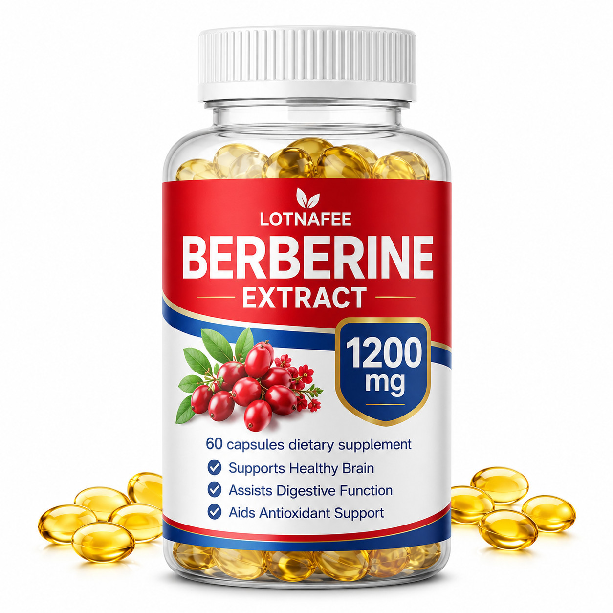 Lotnafee Berberine Extract 1200 mg – 60 Veggie Capsules