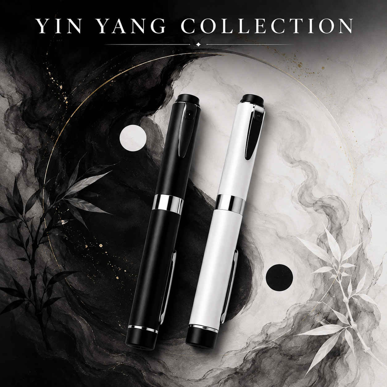 Holistic Harmoni Yin Yang Collection Reusable V2 Injection Pen Set Black White