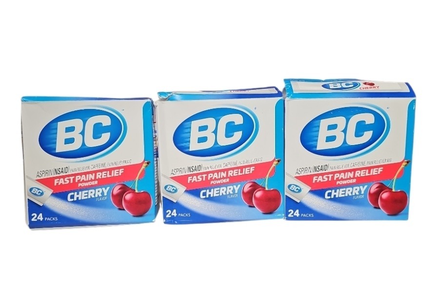 3 Pk BC Aspirin Fast Pain Relief Powder Relieves Headaches & Body Aches 24Ct 🍒