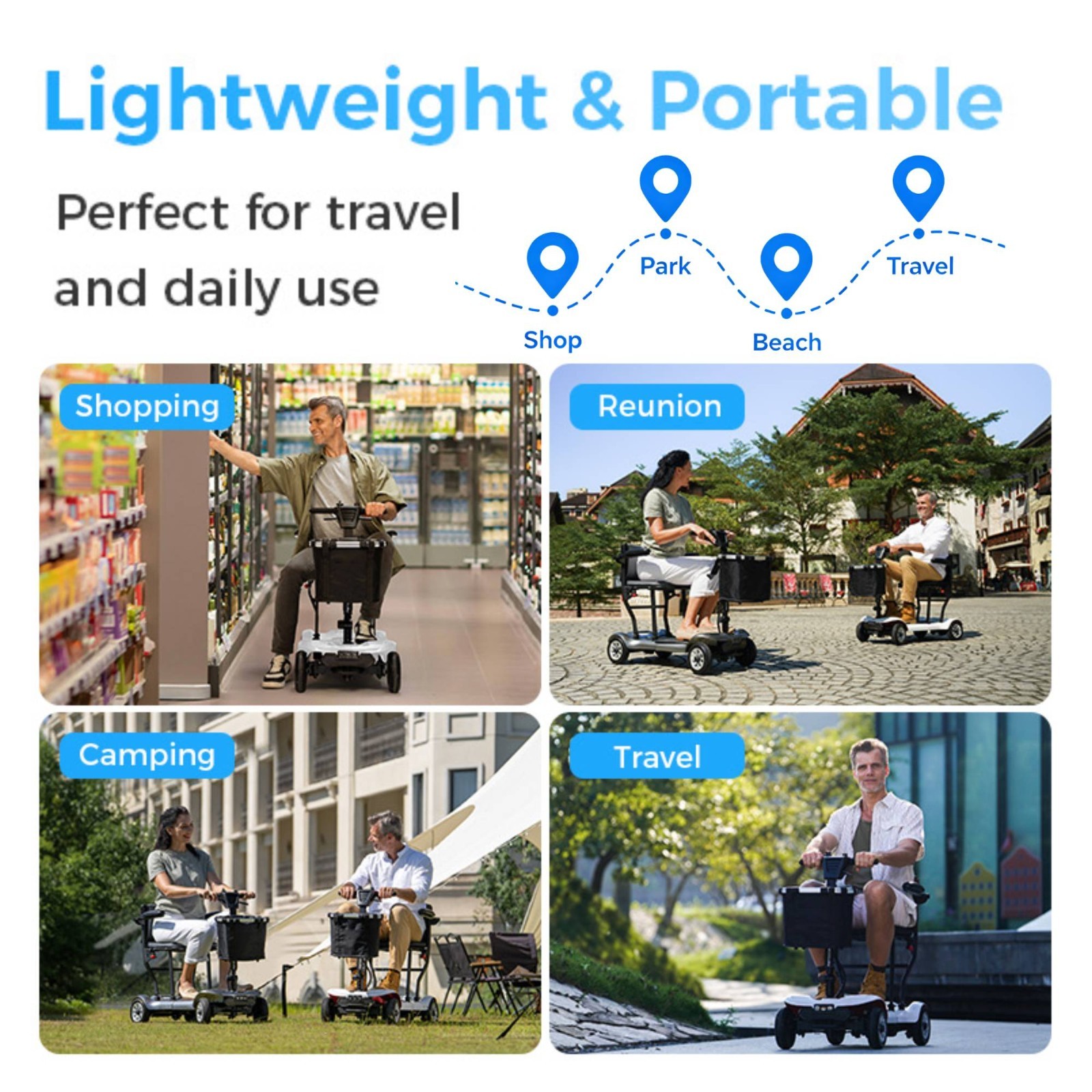 39Lb Ultra-Lightweight 4-Wheel Mobility Scooter – Portable & Foldable Scooter