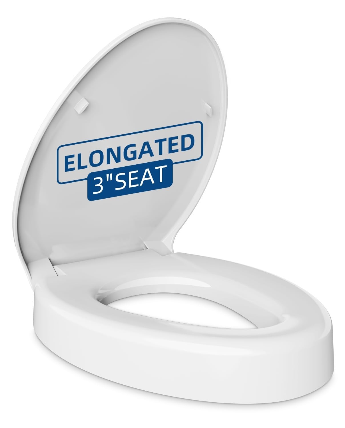 VEVOR Raised Toilet Seat Elongated Riser for Elderly Adds 3.5 in Height 300 lbs