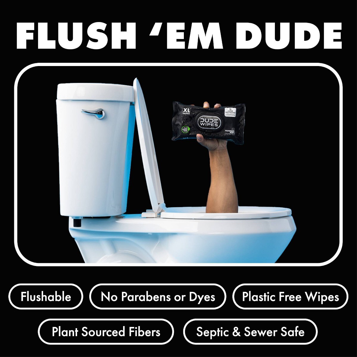 Dude Wipes Odor Destroyer Flushable Extra-Large Odor Neutralizing Wet 144ct
