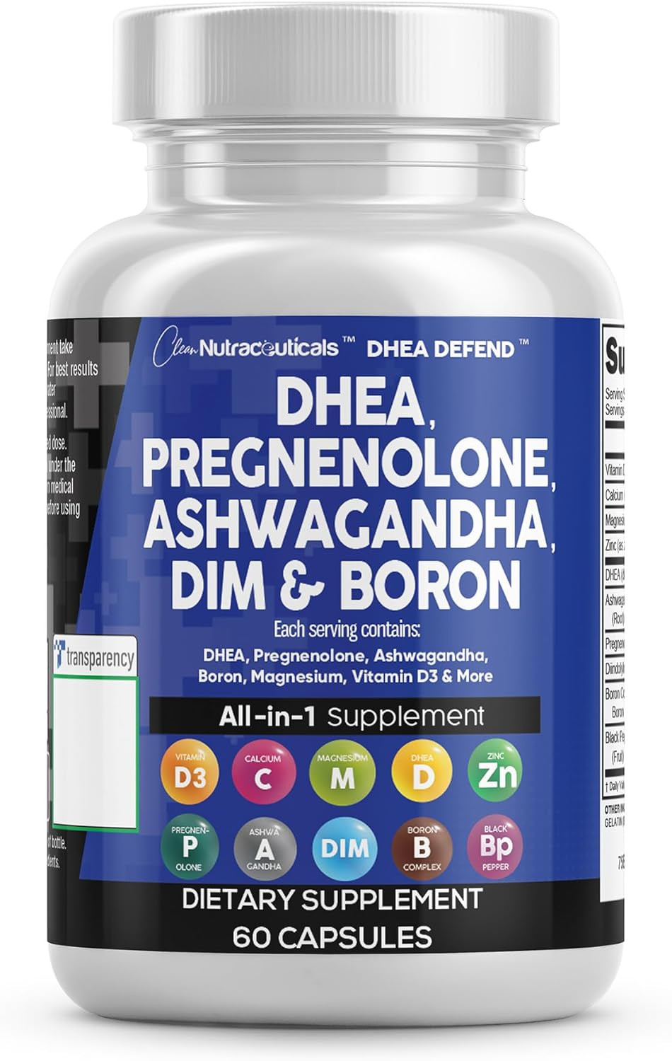 DHEA 200Mg Supplement Pregnenolone 100Mg for Men & Women with DIM Ashwagandha Bo