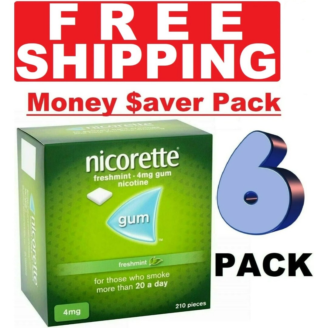 6 X Nicorette Gum 4mg Freshmint 210 Pieces