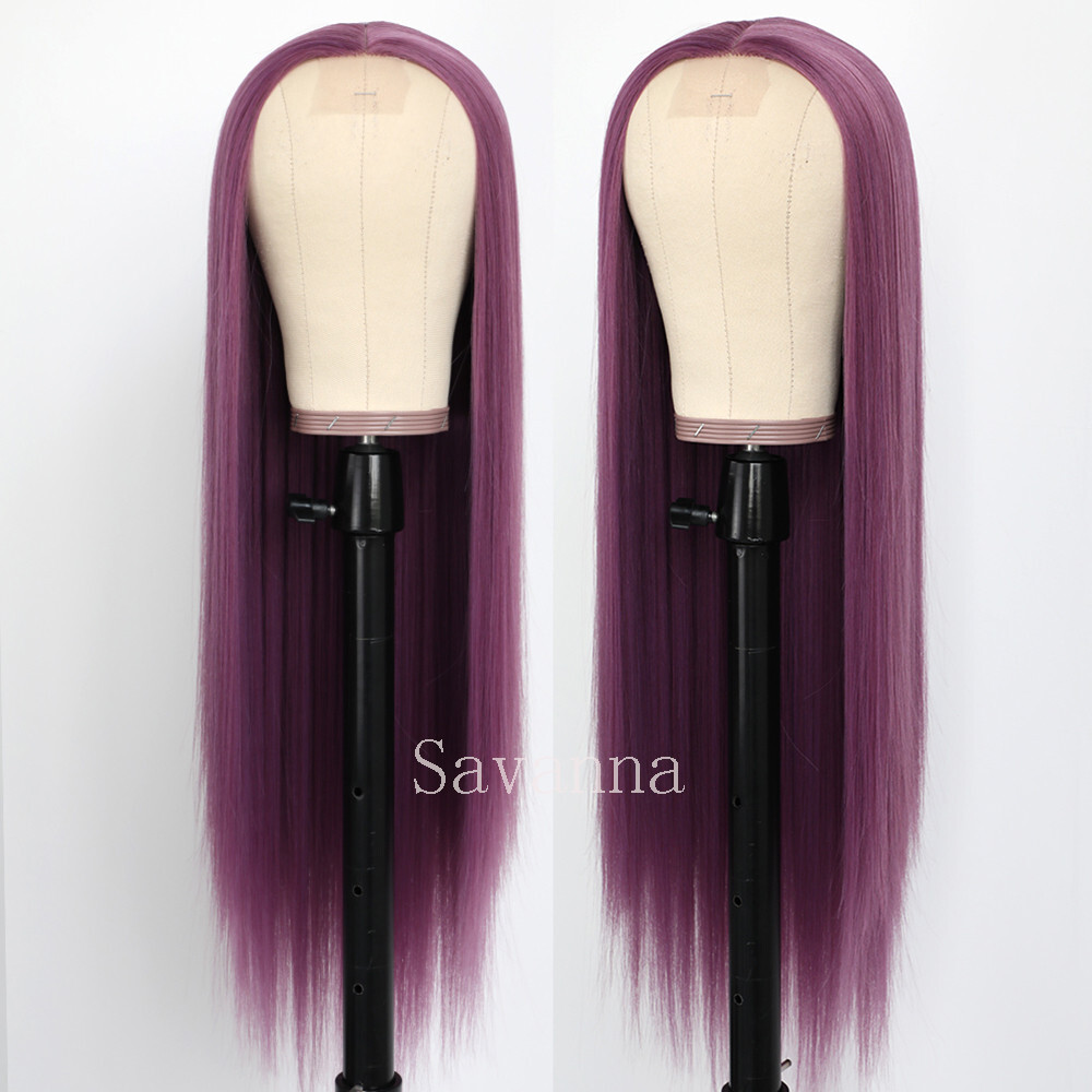 Straight Synthetic Hair Wig Heat Resistant Lace Front Wigs Middle Part Cosplay