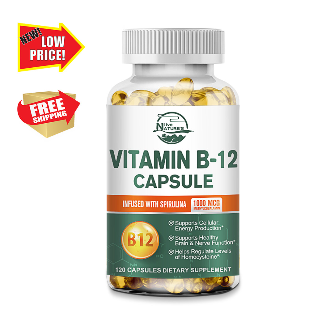 Vitamin B-12 Complex 120 Capsules Energy Support, Health Brain & Nervous System