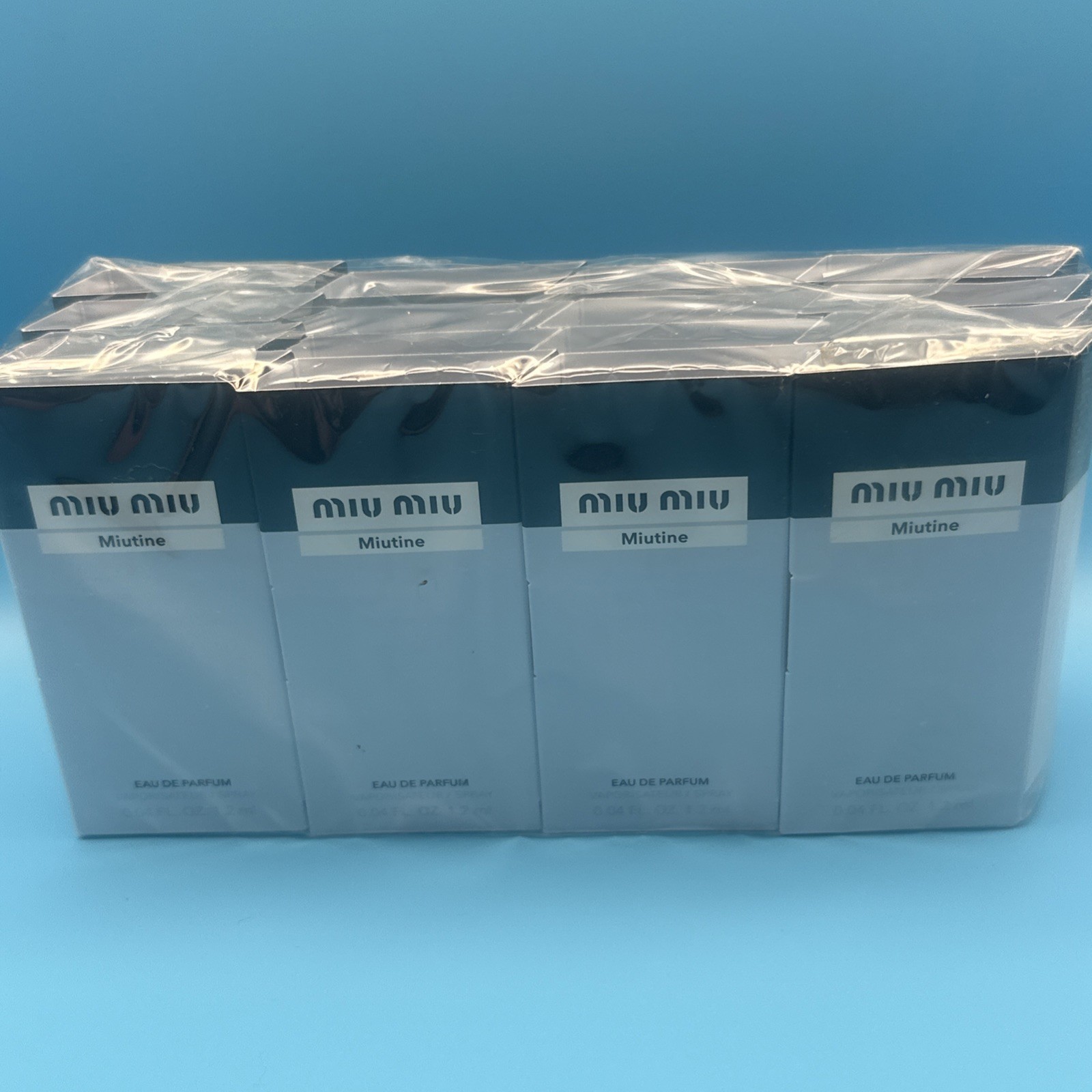 FULL SEALED SLEEVE OF 16 Miu Miu Miutine EDP 1.2ml Spray Sample Vials 1.2ml Each