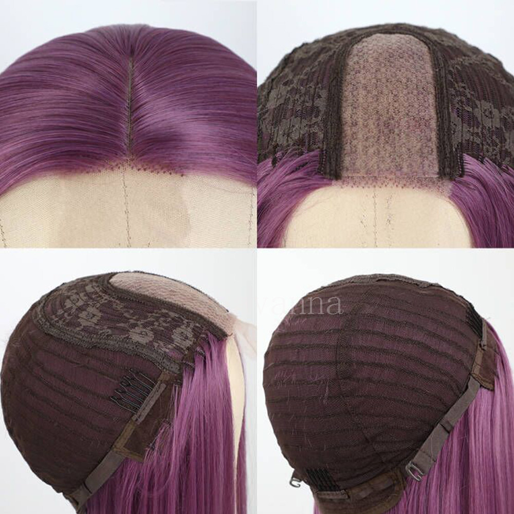 Straight Synthetic Hair Wig Heat Resistant Lace Front Wigs Middle Part Cosplay