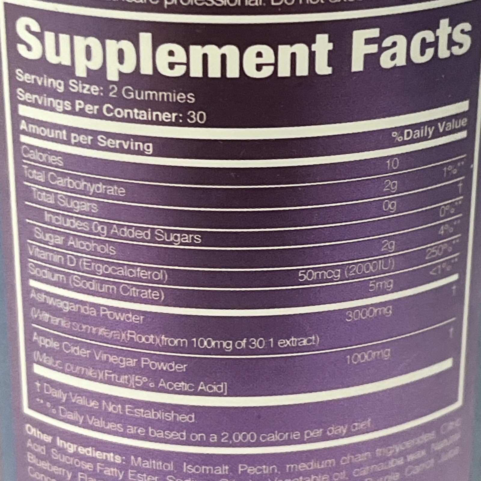 3 Pack – ASHWA ACV PRO Ashwaganda 1000 Apple Cider Vinegar 2000IU Vitamin D