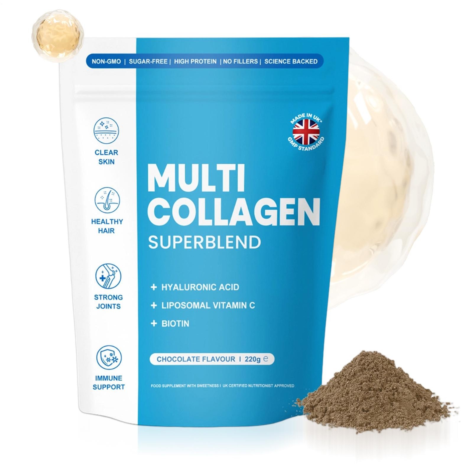Elavate CHOCOLATE 220g Multi Superblend Collagen Elevate Sealed Collagen Powder