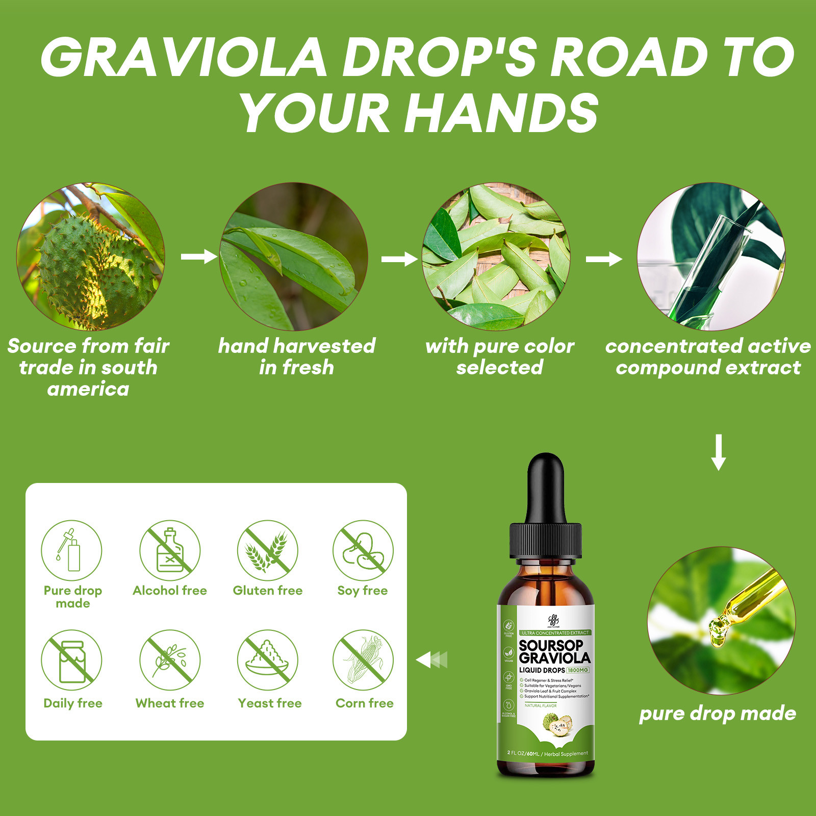 60ML Graviola Soursop Fruit & Leaf Extract Support Regeneration Immune Boost