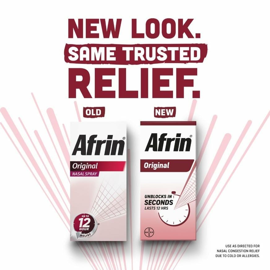 Afrin Original Maximum Strength 12 Hour Nasal Congestion 1 Fl Oz (Pack of 3)