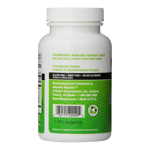Medizym Systemic Enzyme Formula 200 Tabs By Naturally Vitamins