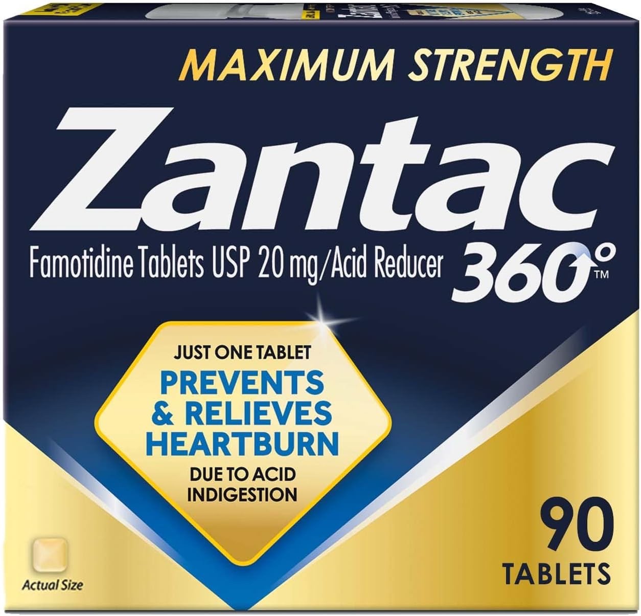 ZANTAC 360 Maximum Strength Acid Reducer 90 Tablets – EXP 08/2026 or better