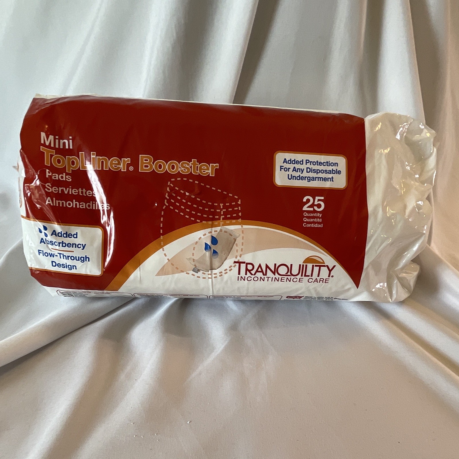 Tranquility TopLiner Booster Mini Incontinence Pads Booster 169 mL 25 Ct 10.5″