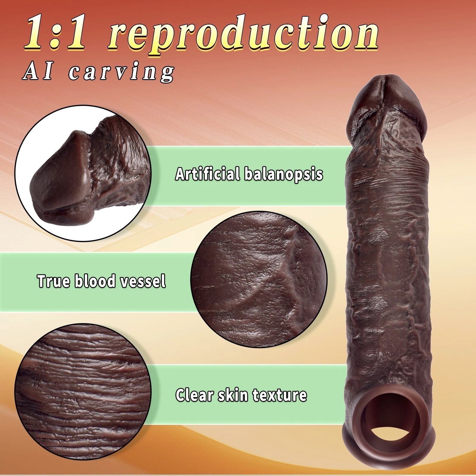 Penis Sheath Male Bigger Sleeve Girth Reusable Condom Extender-Enlarger-Enhancer