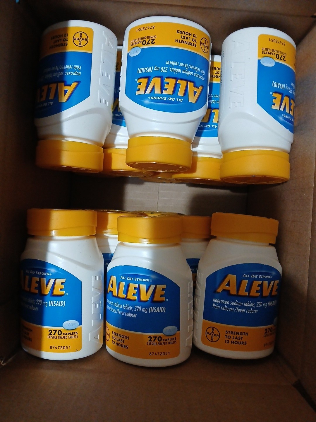 16-Aleve Caplets Pain Reliever/Fever Reducer -220mg Naproxen- 270 Ct -EXP 2028+