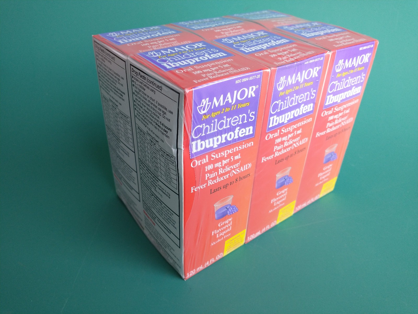 Major Children’s Ibuprofen Oral Suspension 100mg/5mL Grape Flavor 4oz – Lot of 6