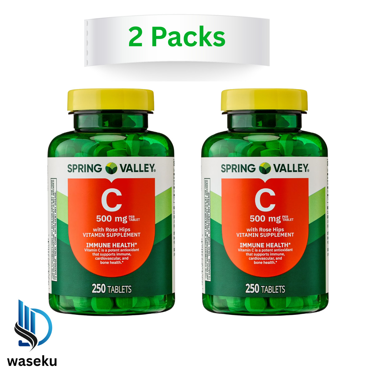 2 PK -Spring Valley Vitamin C Supplement with Rose Hips Tablets, 500 mg, 250 Ct.