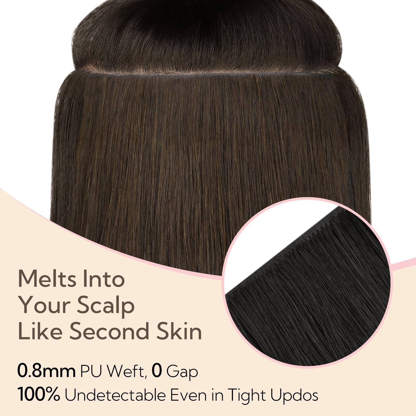 HOTBANANA Invisi Edge Clip in Hair Extensions 12inch 75g 7Pcs Human Hair