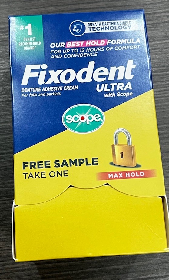 50 Tubes Fixodent Professional Ultra Scope Hold & Seal Denture Adhesive 0.35 Oz