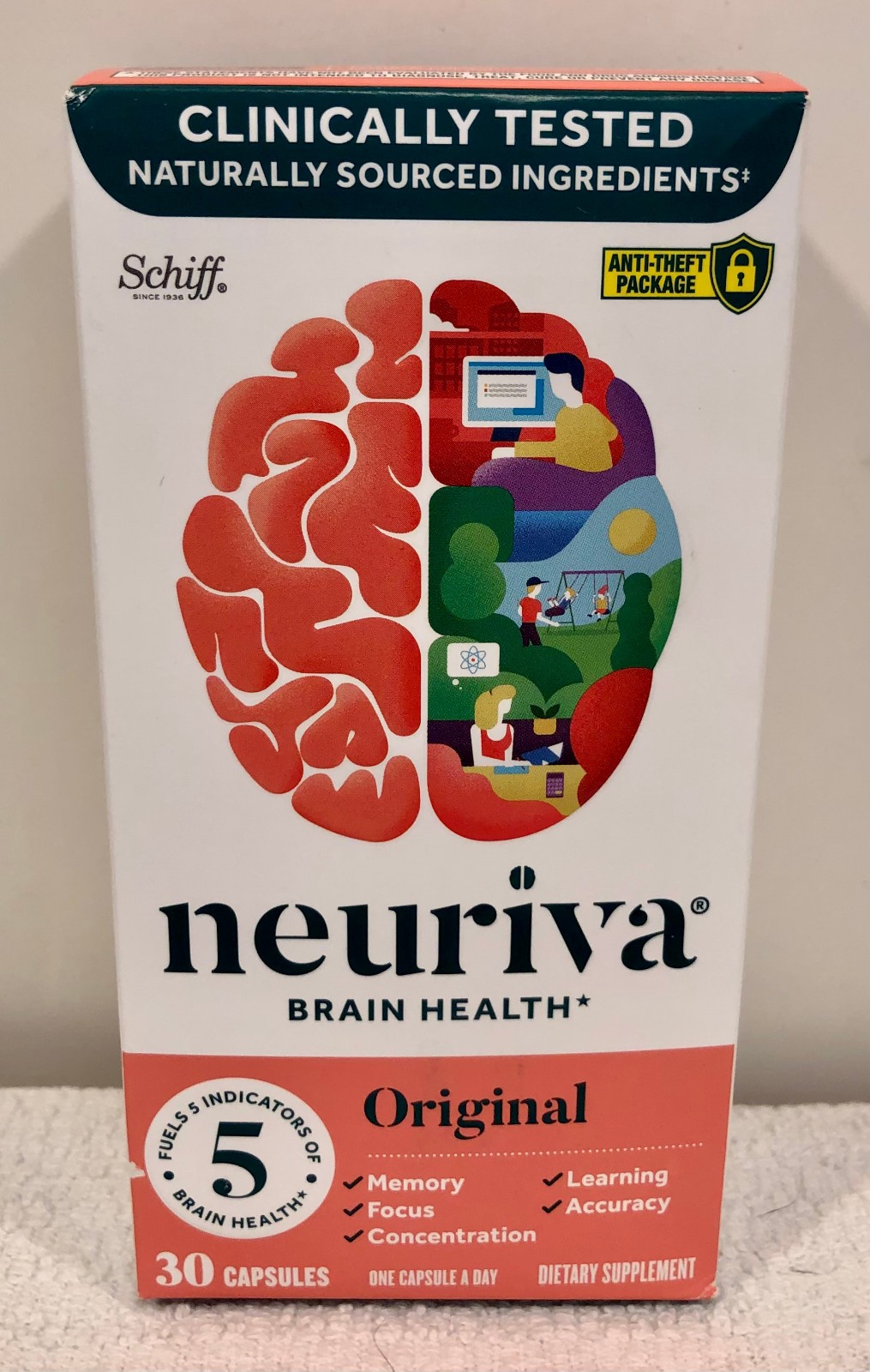 Neuriva Original Brain Nootropic Supplement Memory Focus Concentration 30 Caps