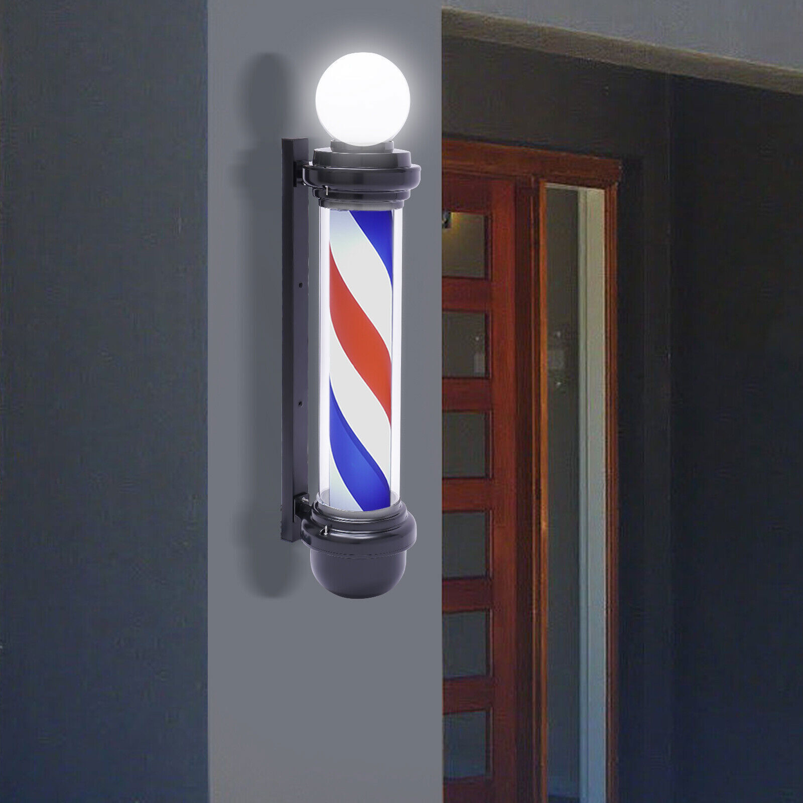 Barber Shop Pole Light Rotating LED Stripes Hair Salon Open Sign Outdoor/Indoor