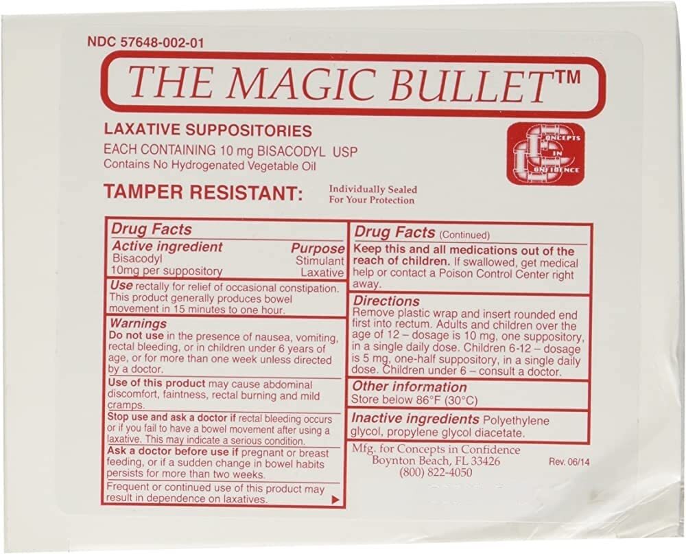 The Magic Bullet Suppositories 4 Sleeves 5 Each Total 20 Count