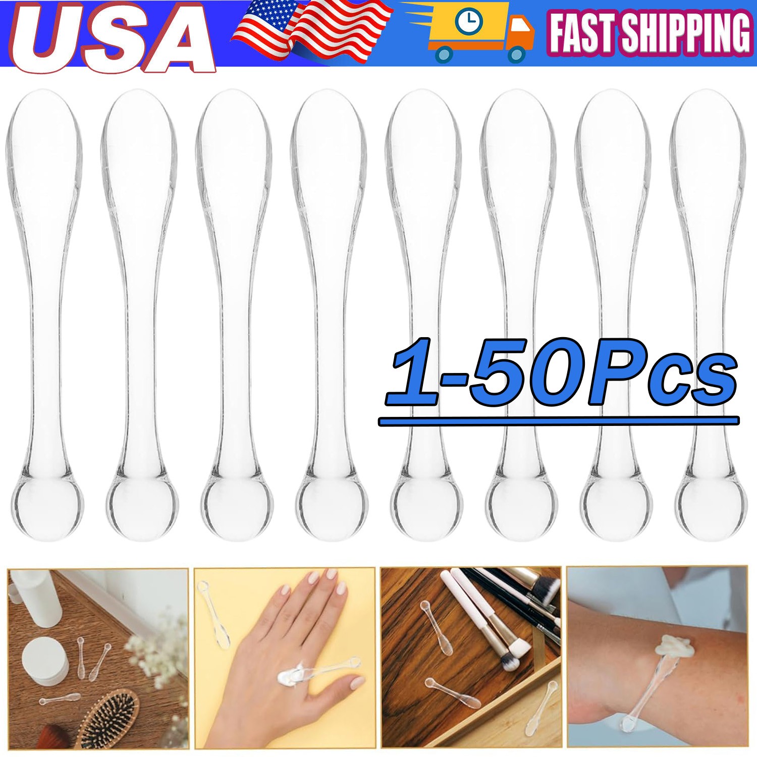 Eye Cream Applicator Spoon Roller Transparent Massage Stick Cosmetic Spatul Lot