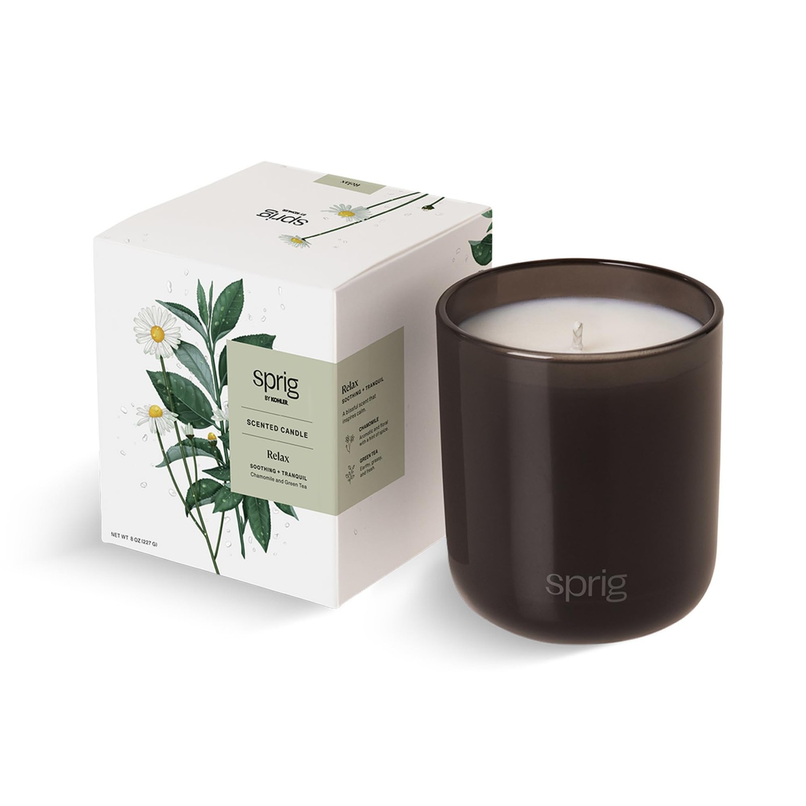 Sprig By Kohler Relax Aromatherapy Candle Chamomile And Green Tea 100 Natural