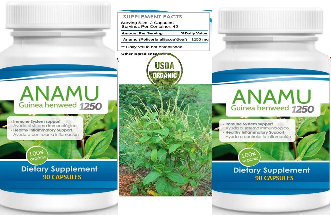 180Caps ANAMU 1250mg Circulatory System Low Sugar support 100% 180 cap