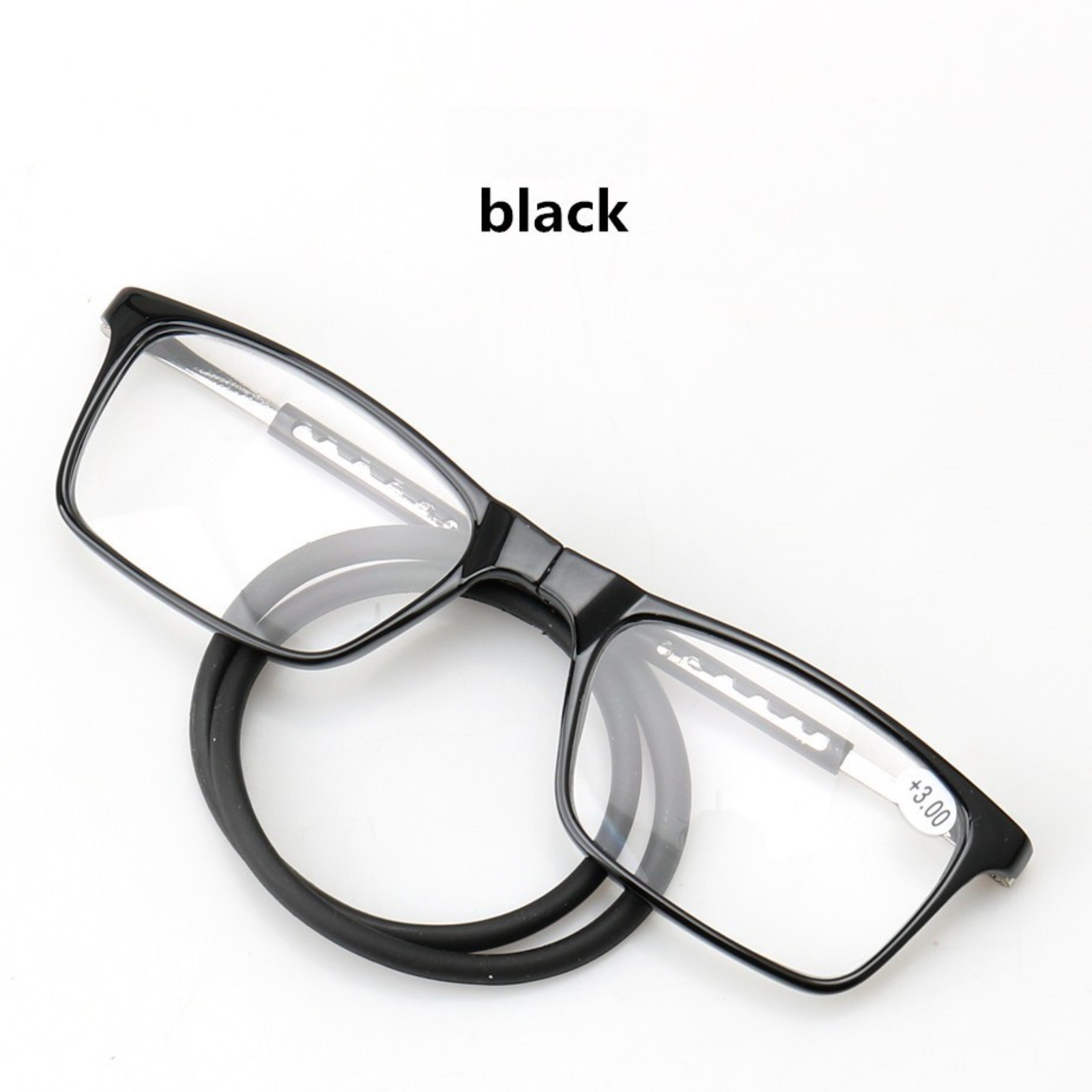 HD Magnetic Neck Reading Glasses, PC Square Retractable Leg Unisex Daily Eyewear