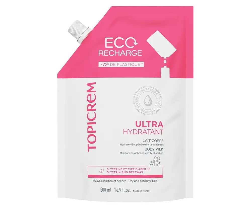 KIT Topicrem Ultra Moisturizing Body Milk 500ml & Refill / 16.9oz Exp 04/2028