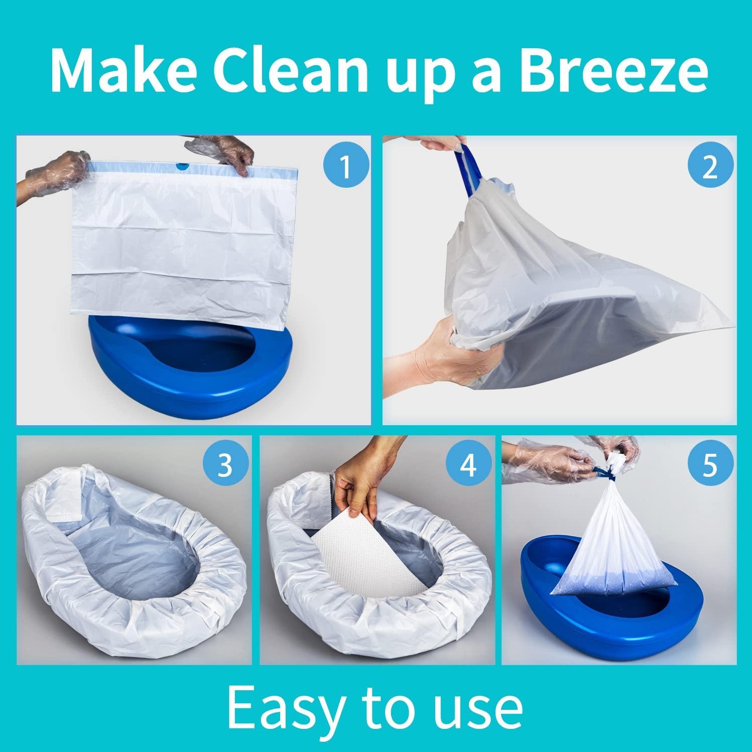 Bedpan Liners with Super Absorbent Pads – Value Pack 30 Count – Bed pan Bag D…