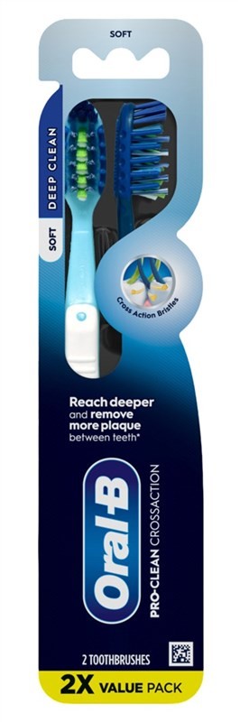 (2 PACK) Oral-B Toothbrush Pro-Clean Deep Clean Soft Value Twin Pk