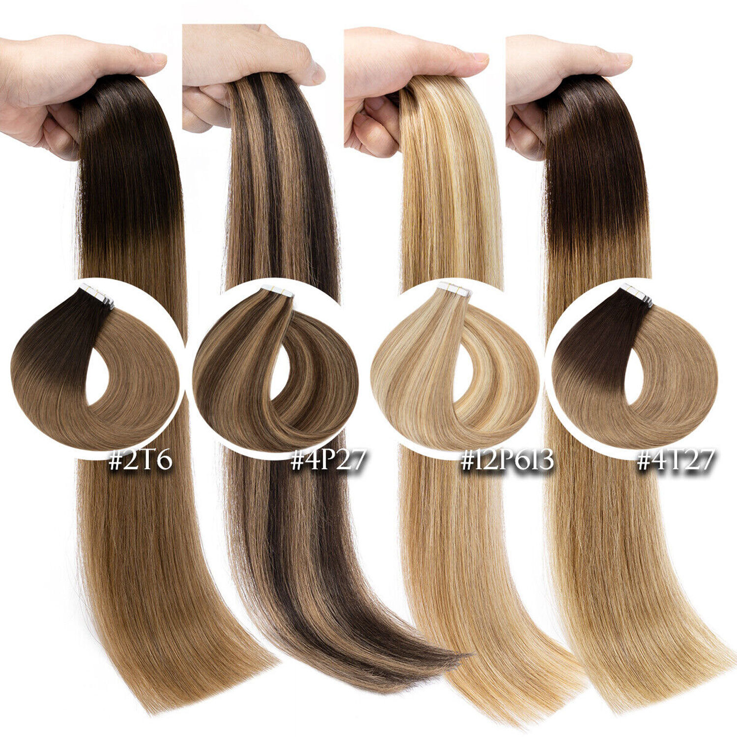 Thick 200g 80pcs Tape In Remy Human Hair Extensions Skin Weft FULL HEAD BROWN SE