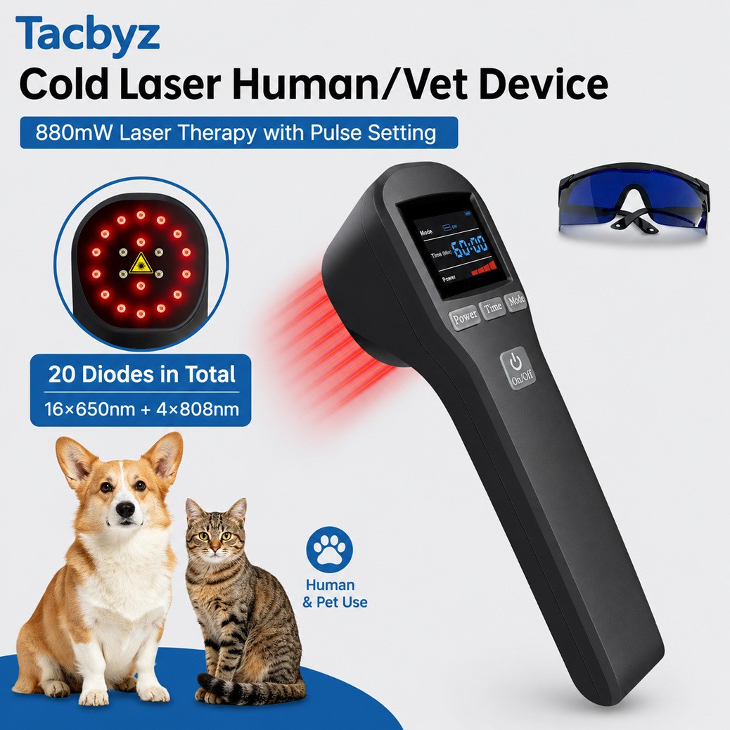 Handheld LLLT 808mW NIR Light Physiotherapy Laser for Human Pet Pain Relief Home