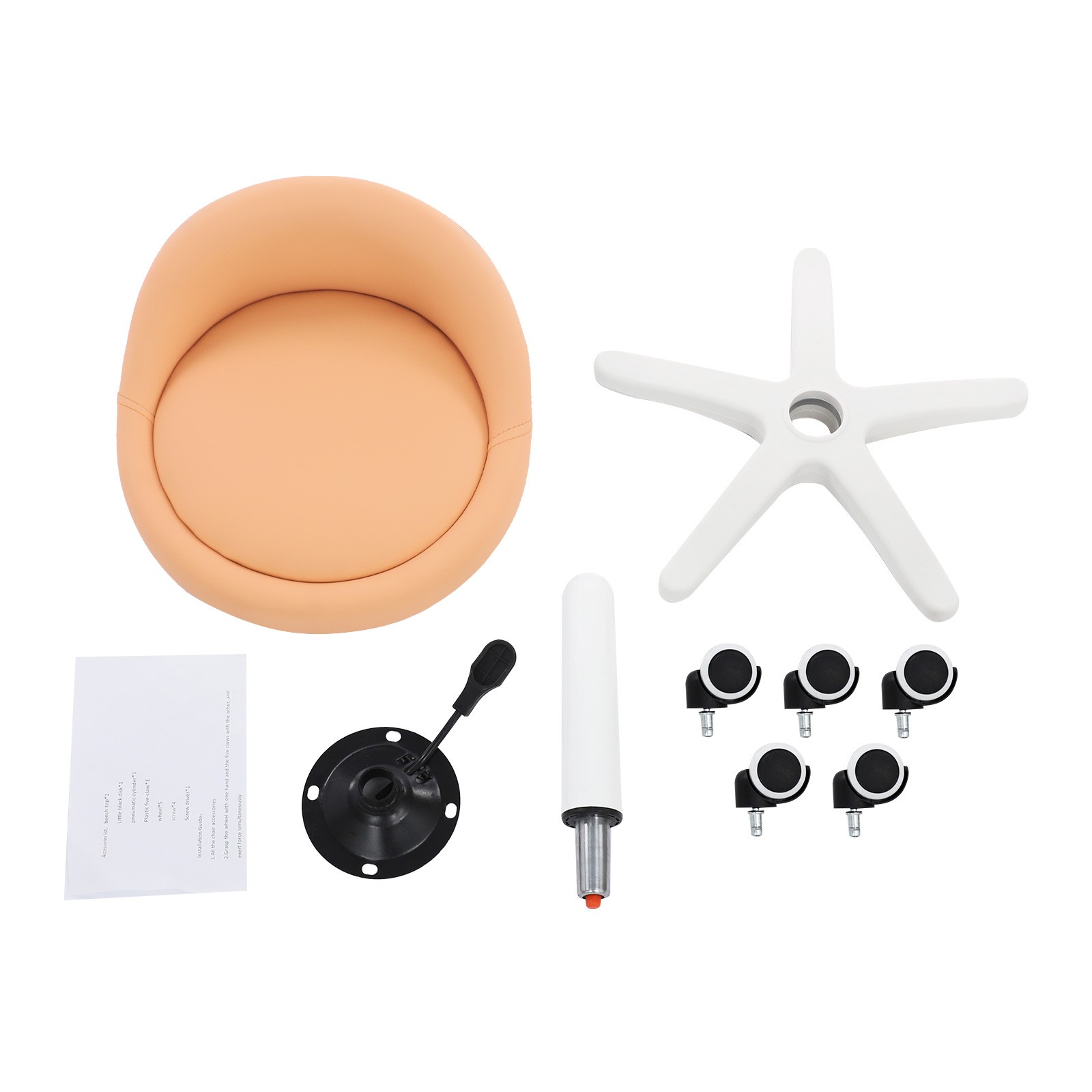 360° Rotation Stool, 48-62cm Height Adjustable Chair, Movable Beauty Salon Chair