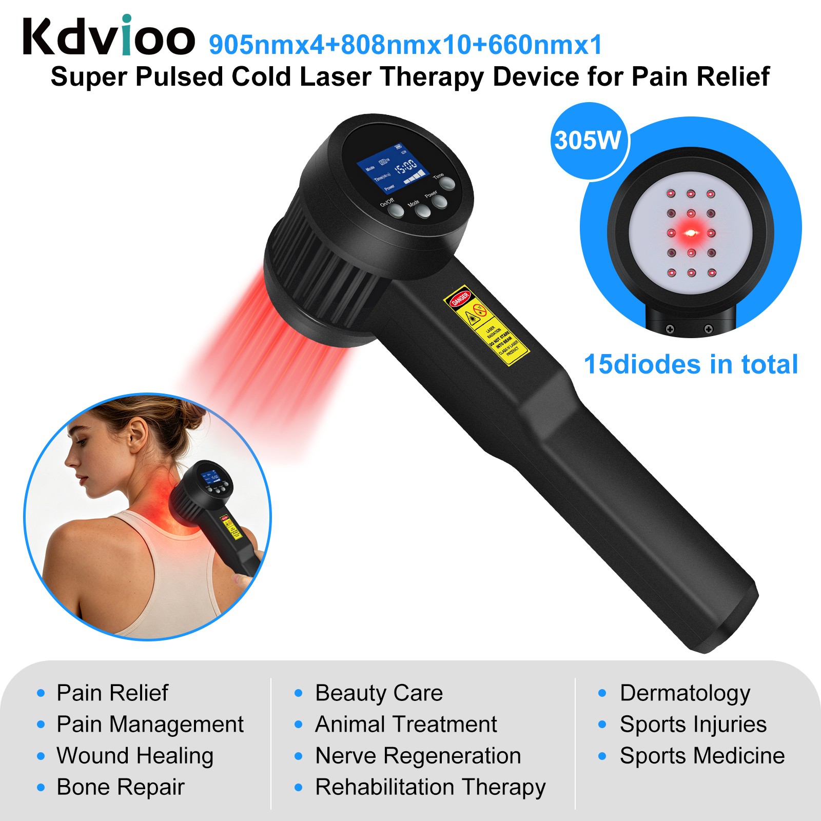 305W Super Pulsed Laser Therapy Device 905nm 808nm 660nm for Sciatica LLLT
