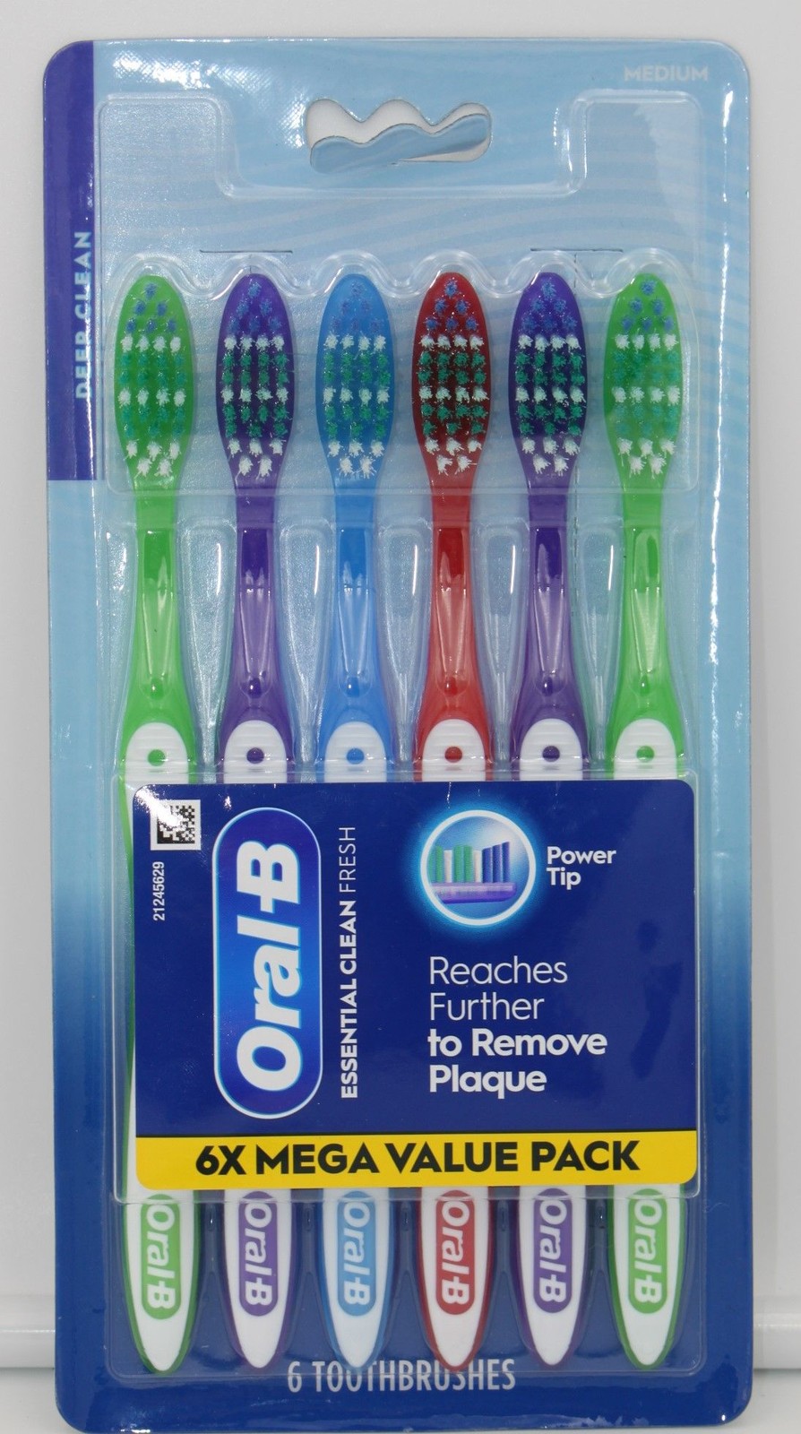 Oral-B Toothbrushes 6 PACK Medium Essential Clean Fresh Power Tip Remove Plaque